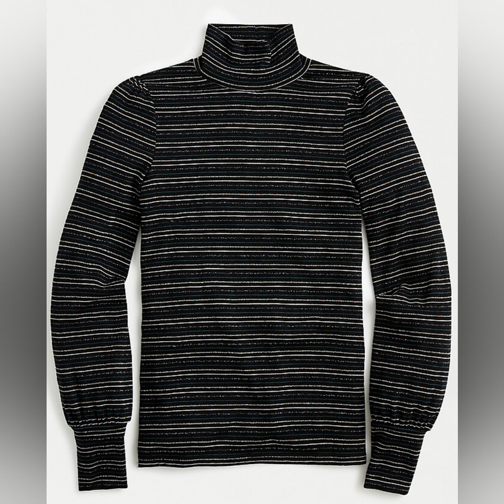 J.Crew Supercozy turtleneck pullover in metallic stripe XS